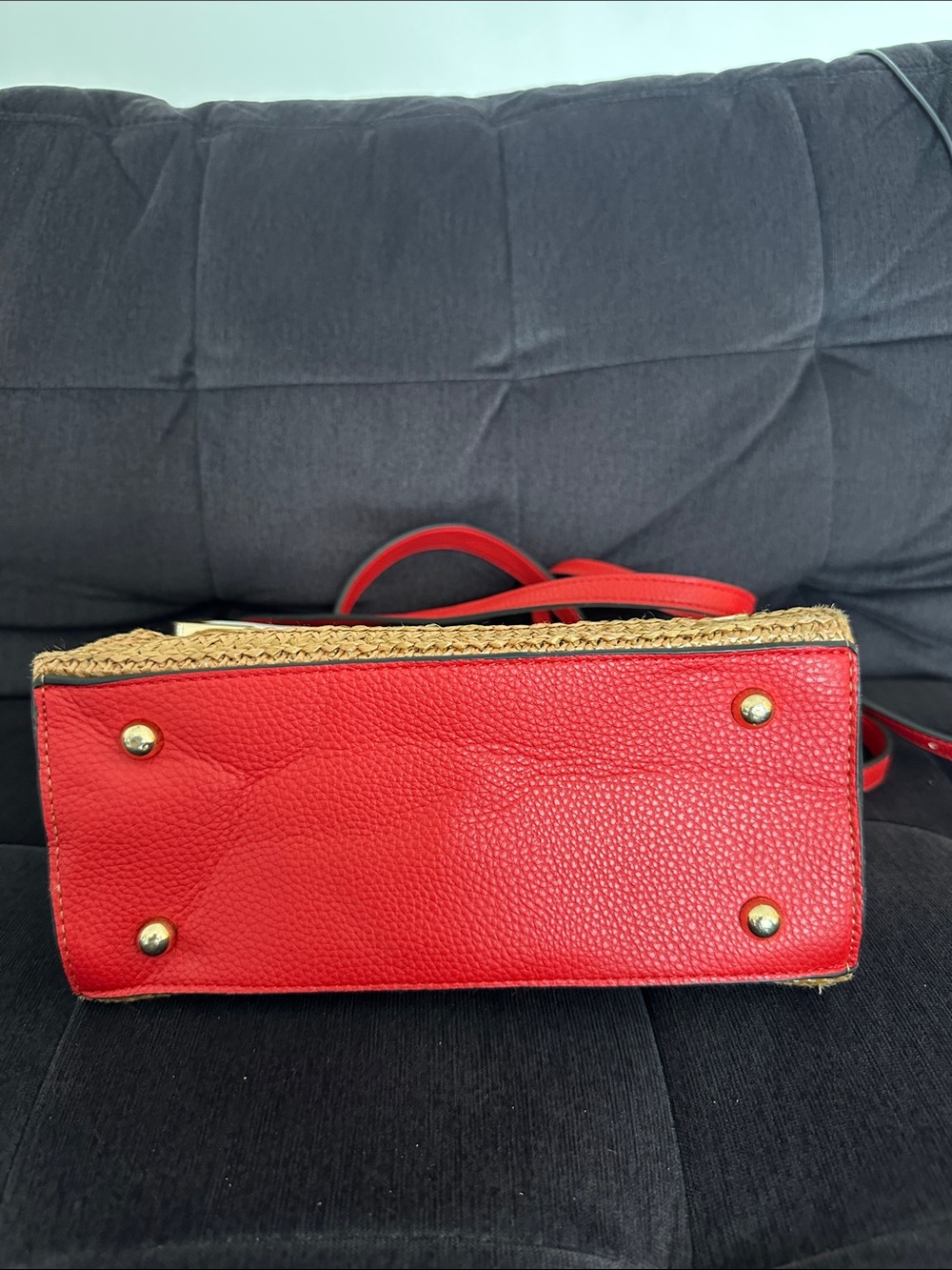 Dune London White & Red Straw Top-Handle Satchel - Picture 2 of 6